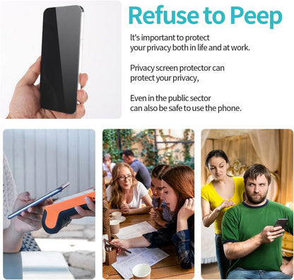 3d Curved Anti Spy Private Tempered Glass Film, Case Friendly, [9H Hardness] - HD