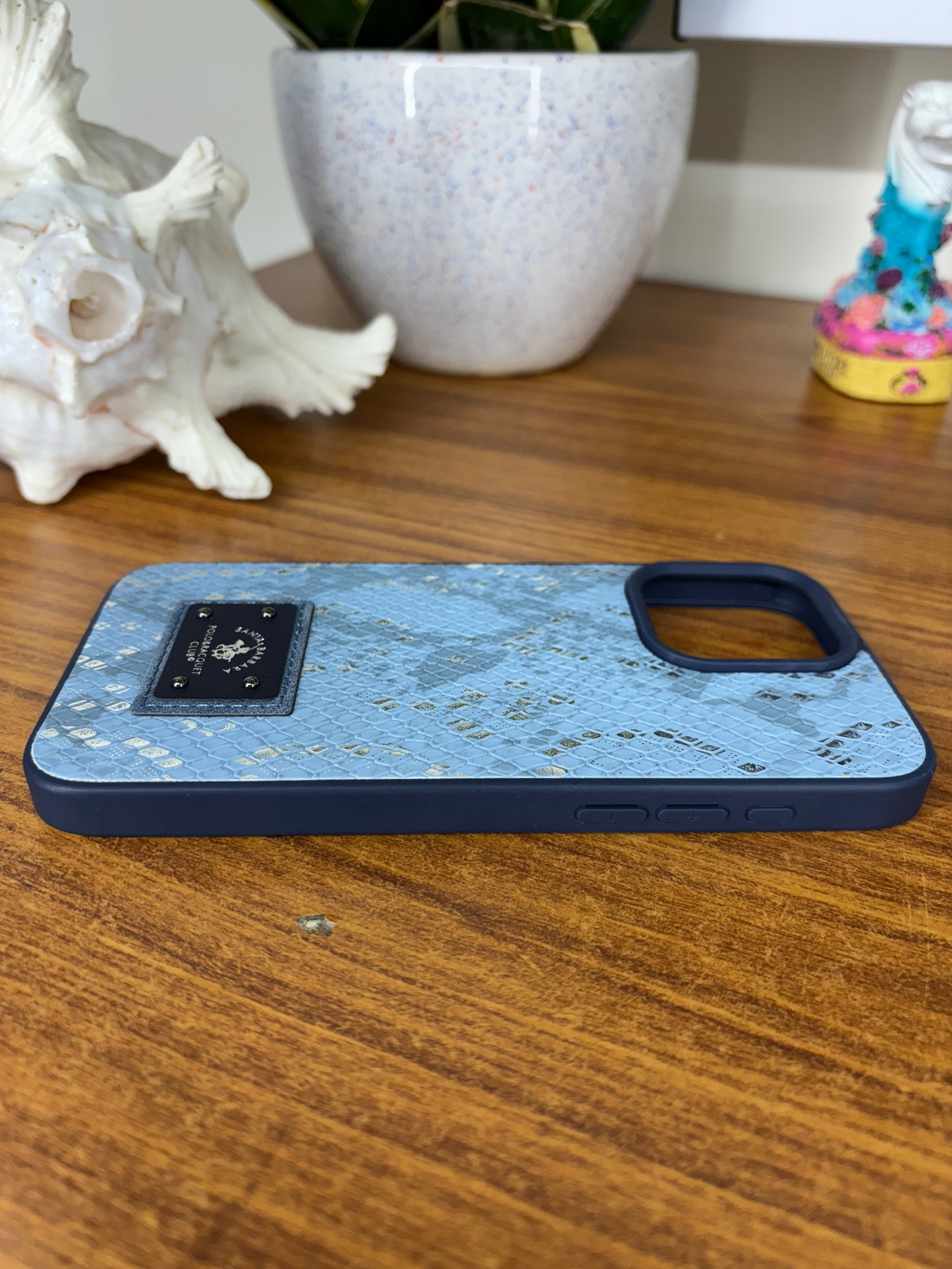 SB Metal Embossed Leather Case for iPhone